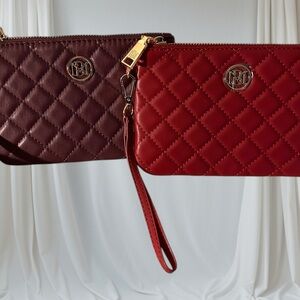 Badgley Mischka Quilted Leather Wristlet - Burgundy and Red (2wristlets)